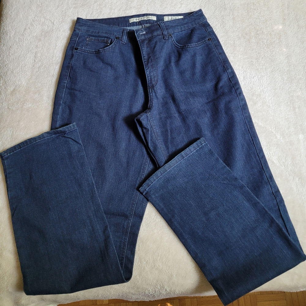 Size 14 - Jones New York blue jeans with beaded pockets
